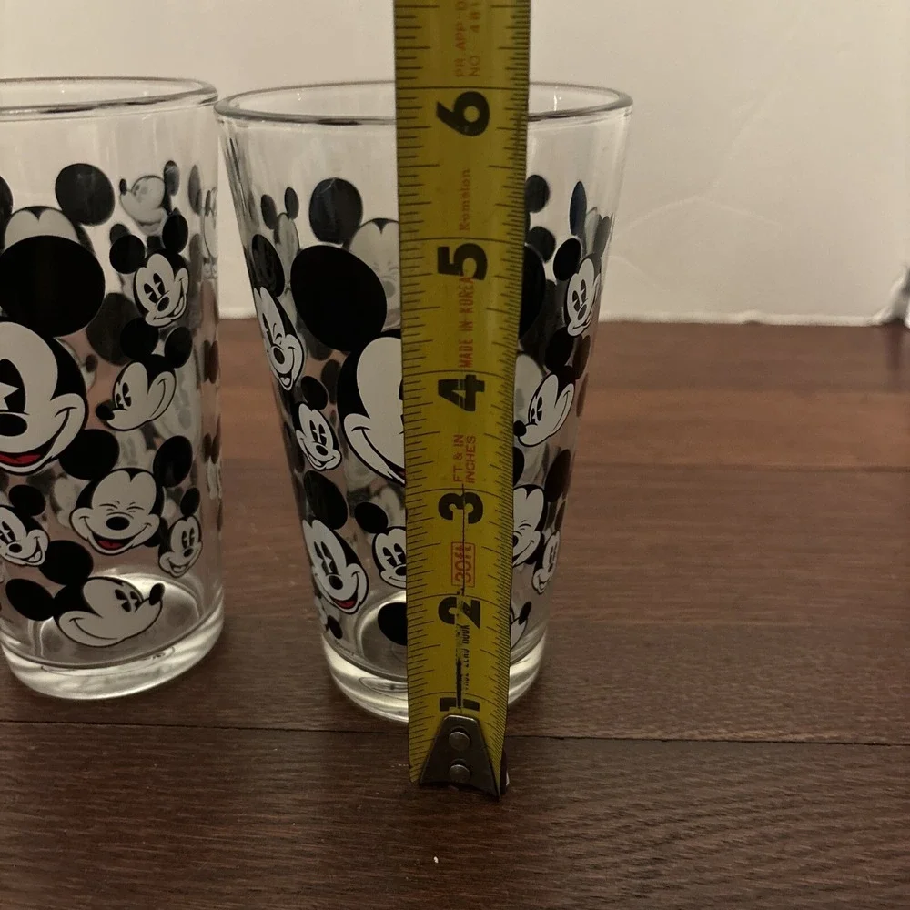 Set Of 2 Disney Mickey Mouse All Over Glass 16 oz Fun Faces Glassware‎